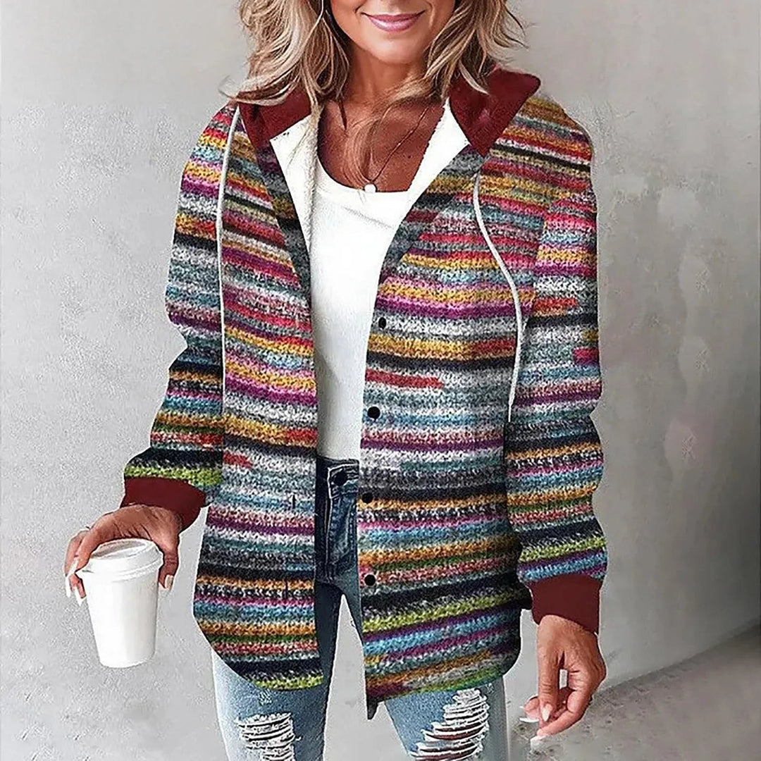 Gaynor - Jachetă cu Model în Carouri și Glugă cu șnur