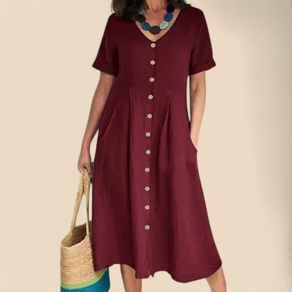 Vivienne - Rochie Din Bumbac Cu Mâneci Scurte
