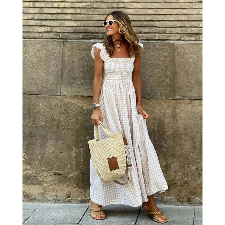 Jayne - Rochie Lungă Fără Mâneci, Cu Decolteu Pătrat