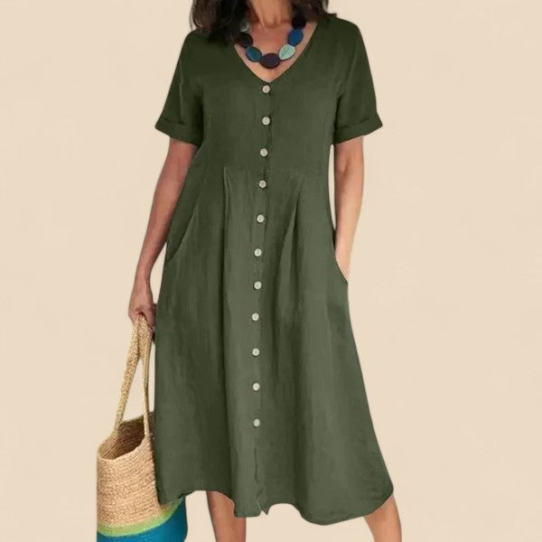Vivienne - Rochie Din Bumbac Cu Mâneci Scurte