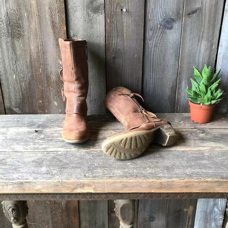 Lulia - Ghete Din Piele Cu Fermoar Lateral
