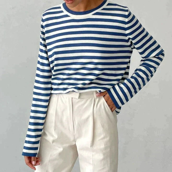 Quintina - Pulover Elegant Cu Mâneci Lungi Și Model Cu Dungi