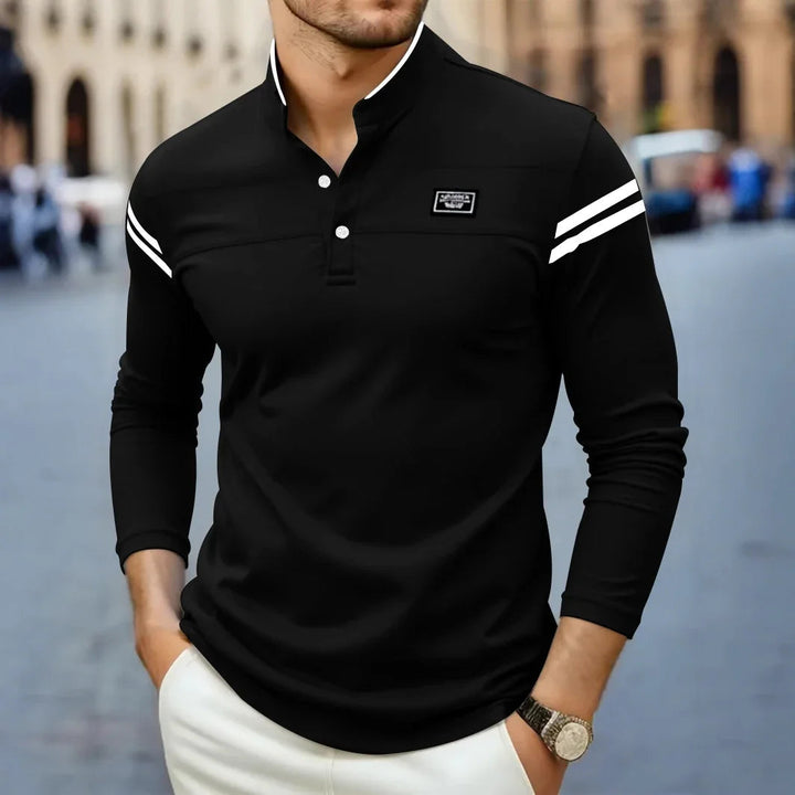 Grayson - Cămașă Casual Cu Mâneci Lungi Si Dungi Pe Umeri