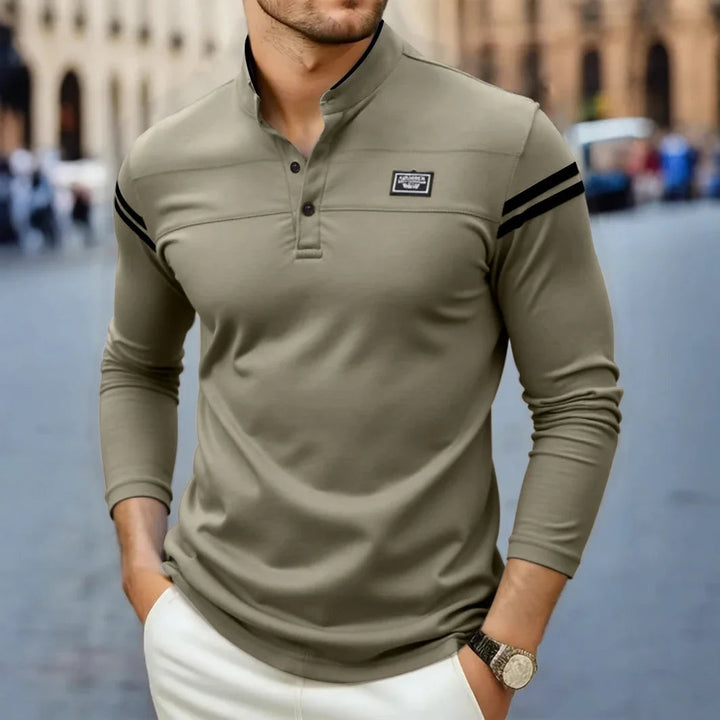 Grayson - Cămașă Casual Cu Mâneci Lungi Si Dungi Pe Umeri