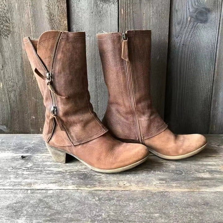 Lulia - Ghete Din Piele Cu Fermoar Lateral