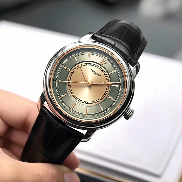 AurexTime - Ceas Clasic Din Piele Cu Cadran Auriu în Două Nuanțe