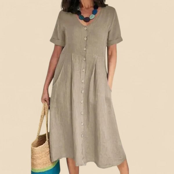 Vivienne - Rochie Din Bumbac Cu Mâneci Scurte