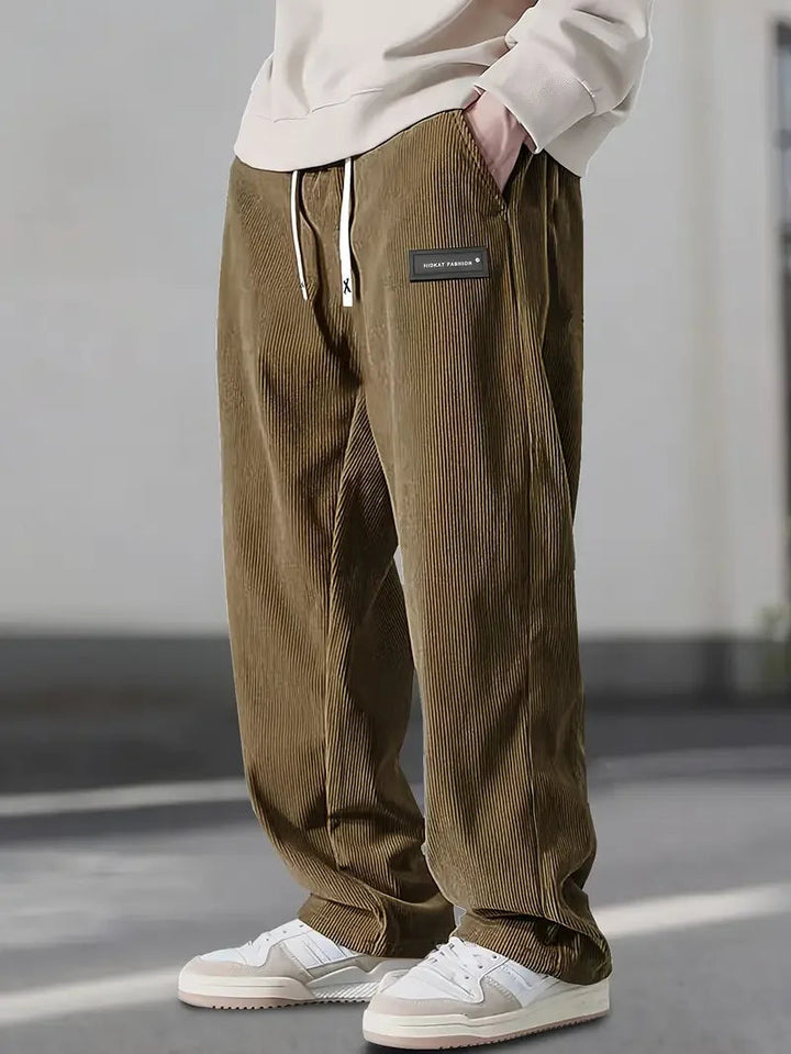 Scarlat - Pantaloni Casual Din Catifea Cu Croi Larg