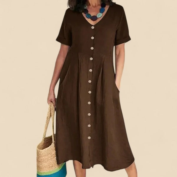 Vivienne - Rochie Din Bumbac Cu Mâneci Scurte