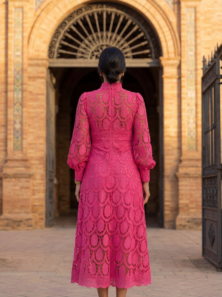 Maelle - Rochie Elegantă Din Dantelă, Cu Mâneci Lungi