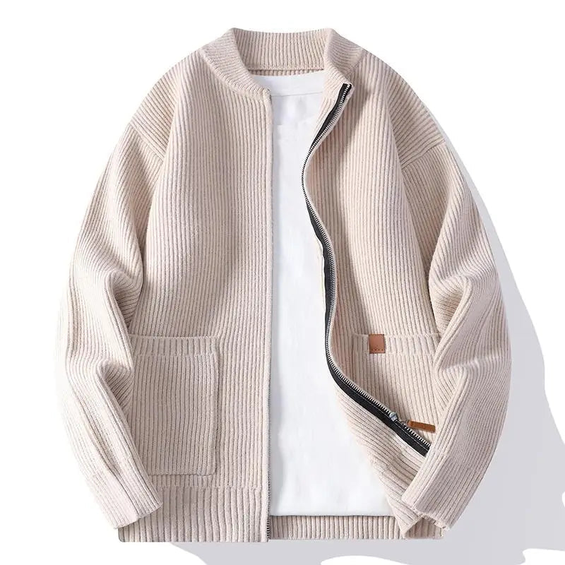 Jorje – Cardigan Din Tricot Cu Nervuri, Cu Fermoar