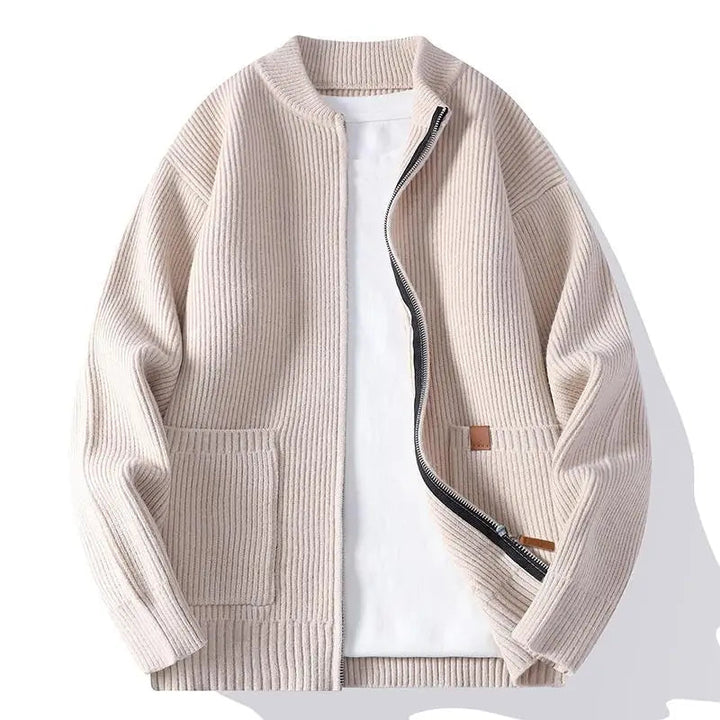 Jorje – Cardigan Din Tricot Cu Nervuri, Cu Fermoar