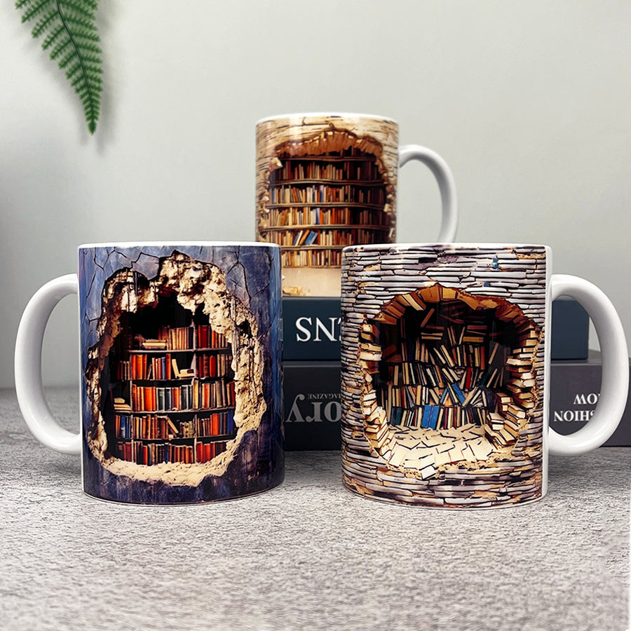 BookBrew - Cană cu Design de Bibliotecă 3D