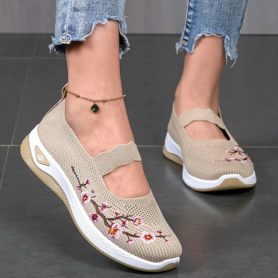 Fajon - Adidași Confortabili Cu Broderie Florală