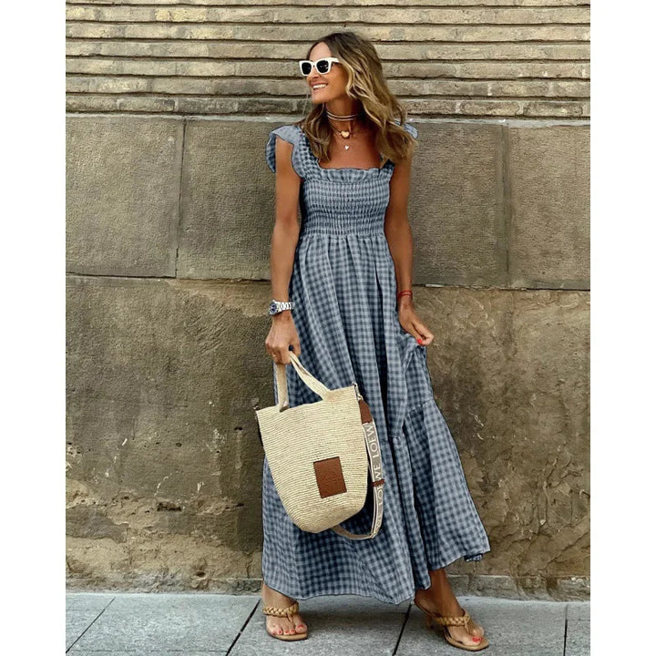 Jayne - Rochie Lungă Fără Mâneci, Cu Decolteu Pătrat