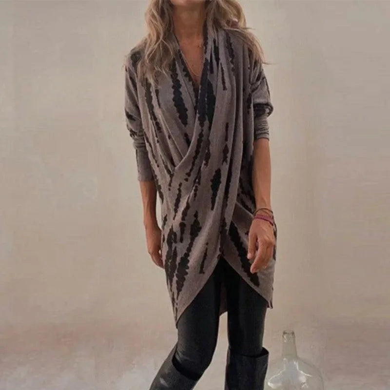 Makayla - Rochie cu Guler în V Buzunare și Catarame Multiple Croială Lejeră