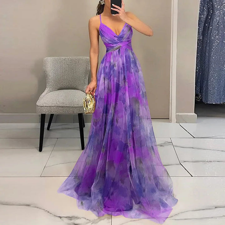 Guoda - Rochie Lungă cu Imprimeu Floral Incântător