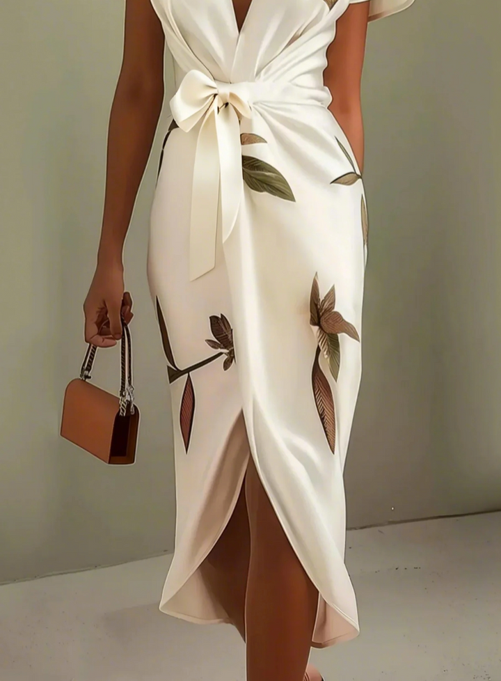 Beverly - Rochie Elegantă Din Satin Alb