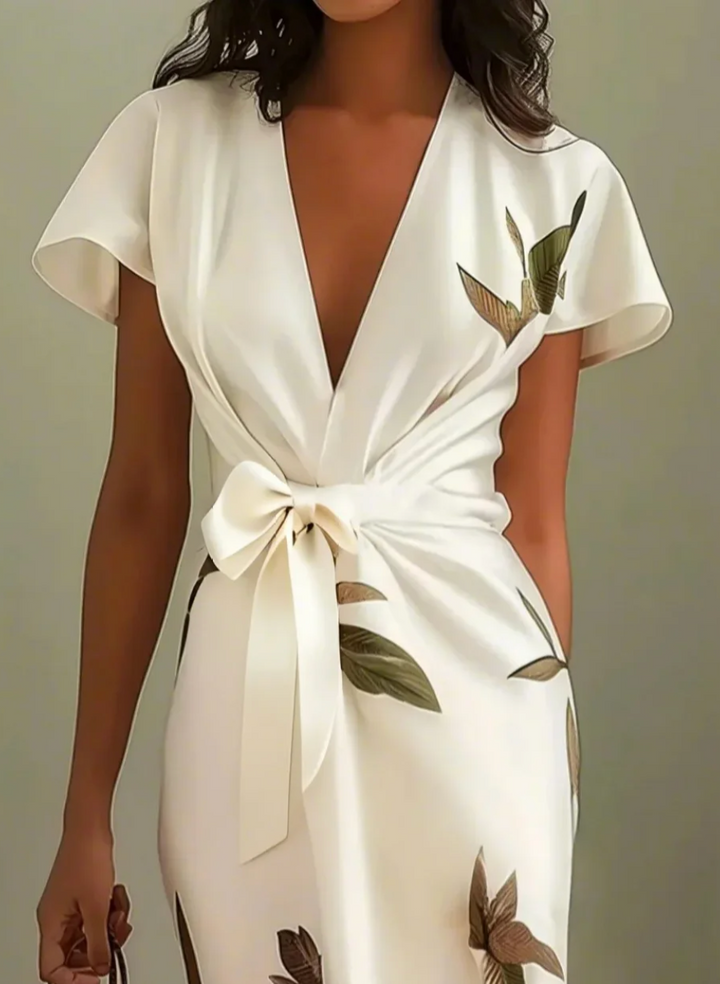 Beverly - Rochie Elegantă Din Satin Alb