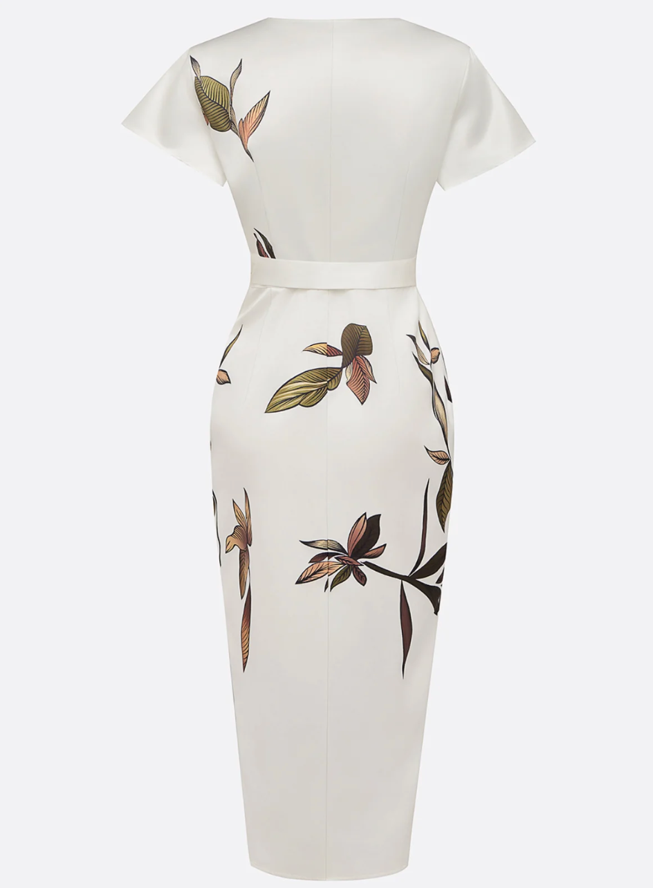 Beverly - Rochie Elegantă Din Satin Alb