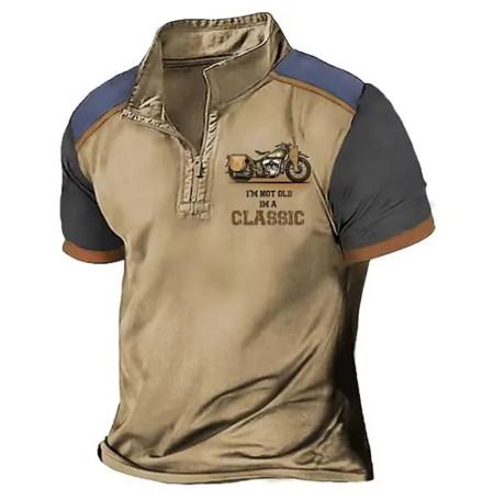 Scholte - Tricou Polo Clasic Pentru Motocicliști cu Jumătate de Fermoar