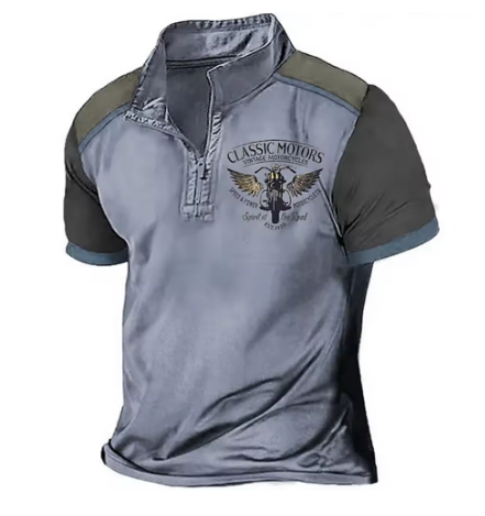 Scholte - Tricou Polo Clasic Pentru Motocicliști cu Jumătate de Fermoar