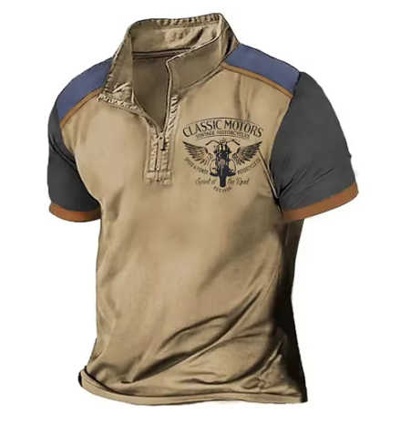 Scholte - Tricou Polo Clasic Pentru Motocicliști cu Jumătate de Fermoar