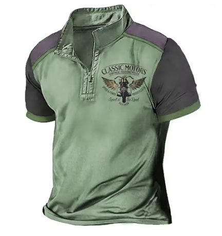 Scholte - Tricou Polo Clasic Pentru Motocicliști cu Jumătate de Fermoar