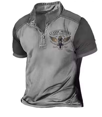 Scholte - Tricou Polo Clasic Pentru Motocicliști cu Jumătate de Fermoar