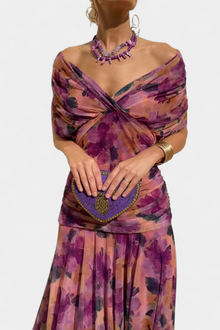 Lordanka - Rochie Lungă Cu Decolteu în V și Imprimeu Floral