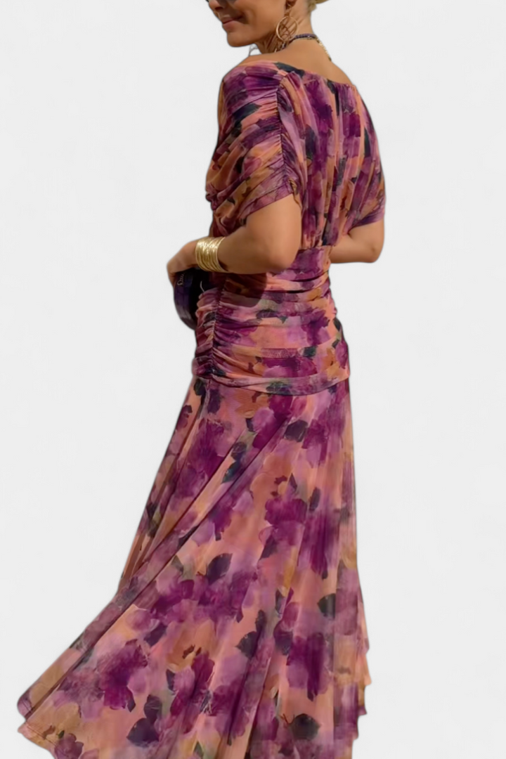 Lordanka - Rochie Lungă Cu Decolteu în V și Imprimeu Floral