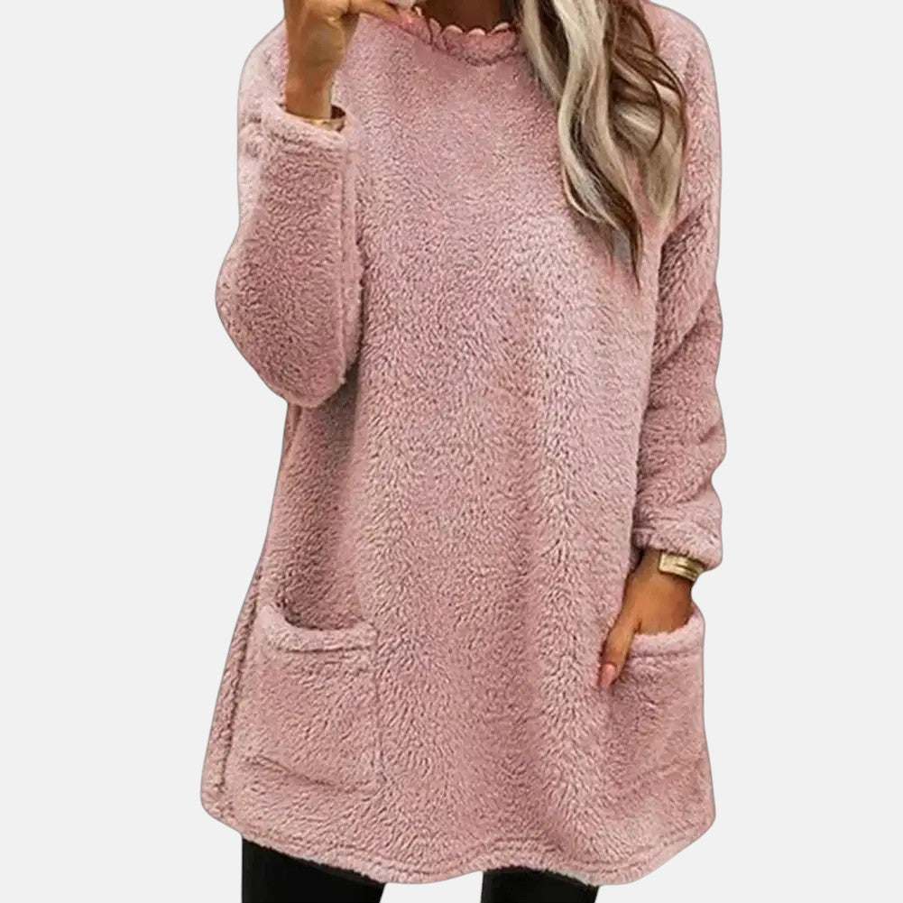 Oriella - Pulover Moale Din Fleece cu Buzunar