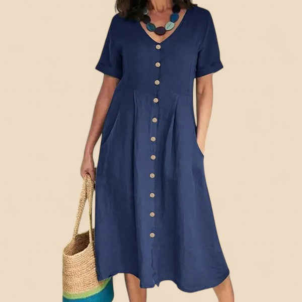 Vivienne - Rochie Din Bumbac Cu Mâneci Scurte