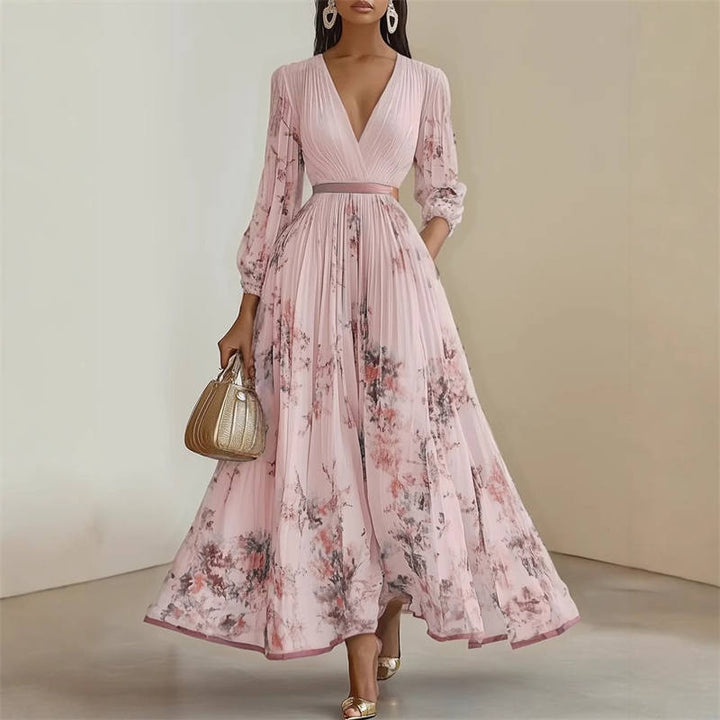 Pramudi - Rochie lungă Elegantă cu Mâneci lungi