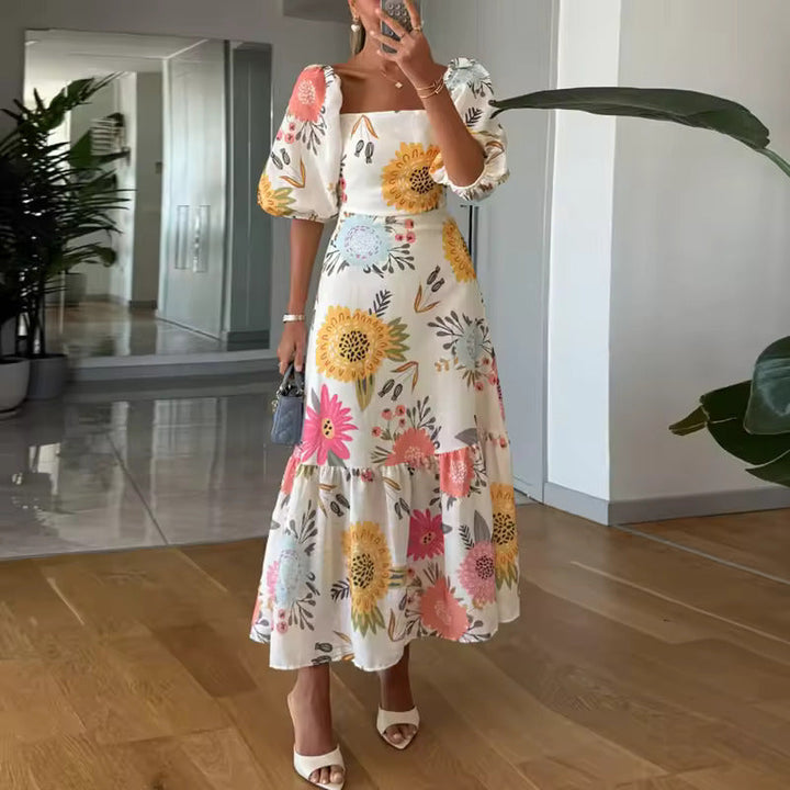Kittina - Rochie Lungă Cu Flori