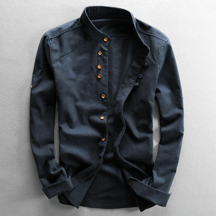 Hrvoje – Cămașă Elegantă Cu Guler Mandarin