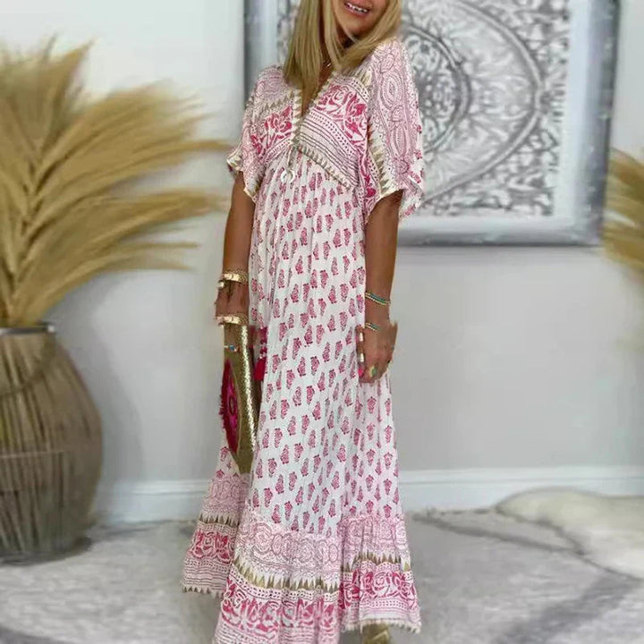 Krista - Rochie Maxi Boho Cu Imprimeu