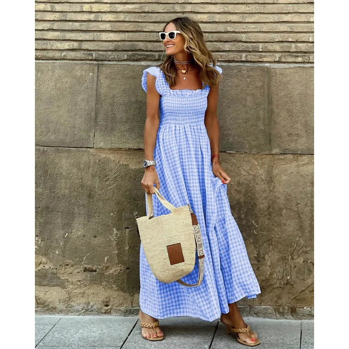 Jayne - Rochie Lungă Fără Mâneci, Cu Decolteu Pătrat