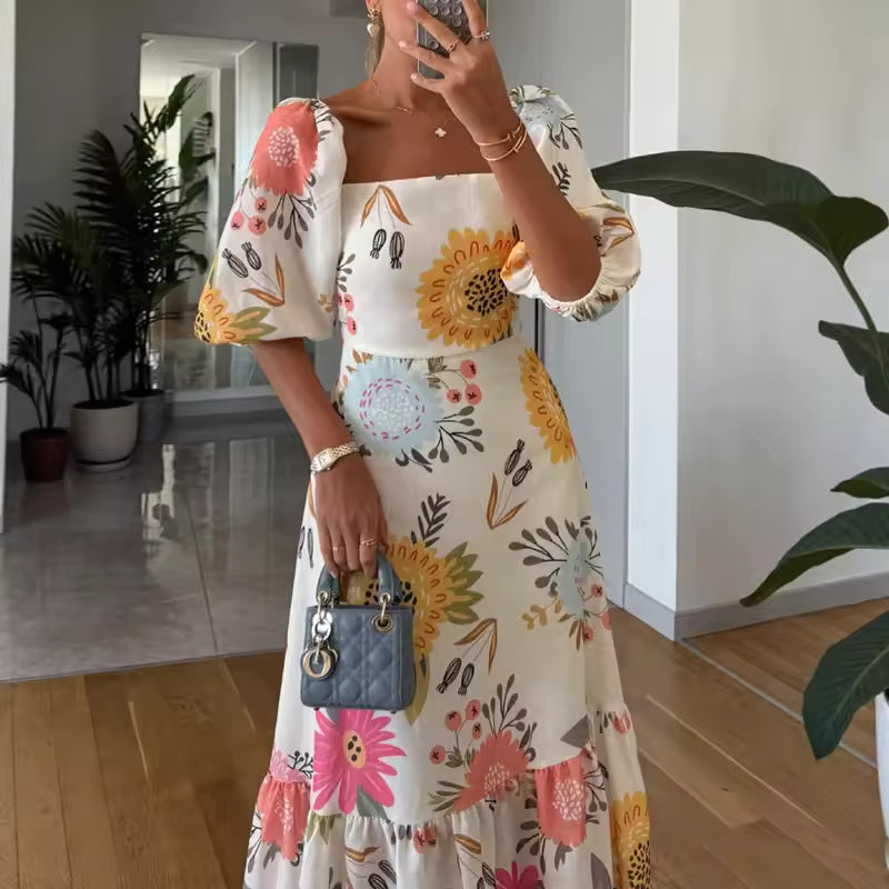 Kittina - Rochie Lungă Cu Flori