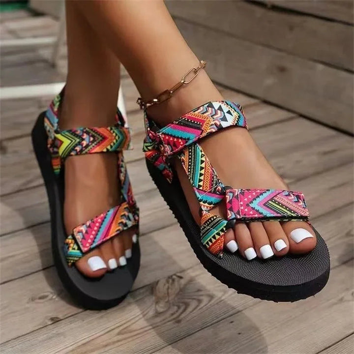 Maryane - Sandale cu Platformă cu Model și închidere cu Velcro