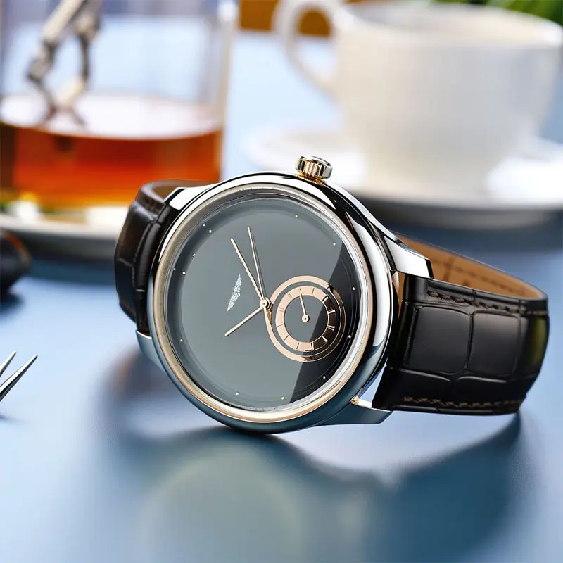 AurexTime - Ceas Clasic Din Piele Cu Cadran Auriu în Două Nuanțe