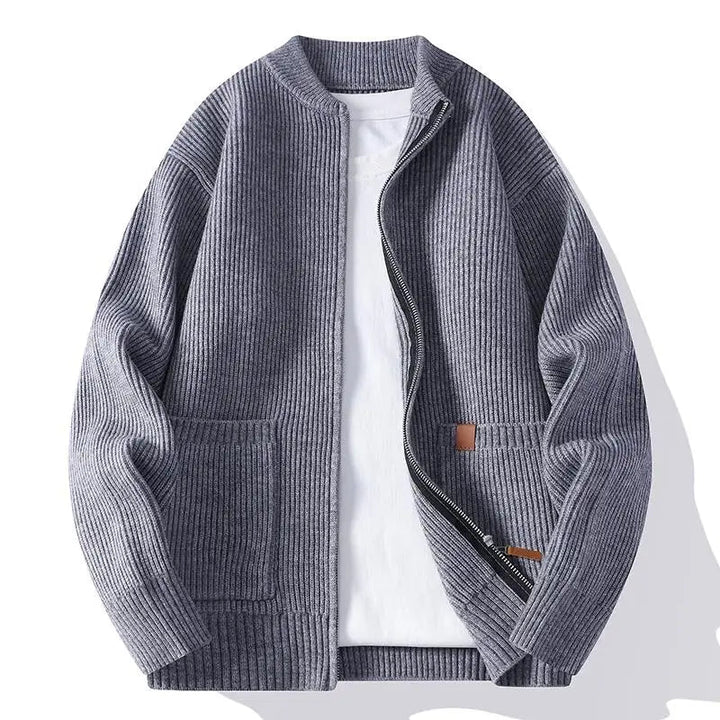 Jorje – Cardigan Din Tricot Cu Nervuri, Cu Fermoar