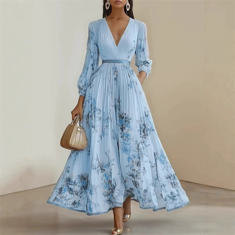 Pramudi - Rochie lungă Elegantă cu Mâneci lungi