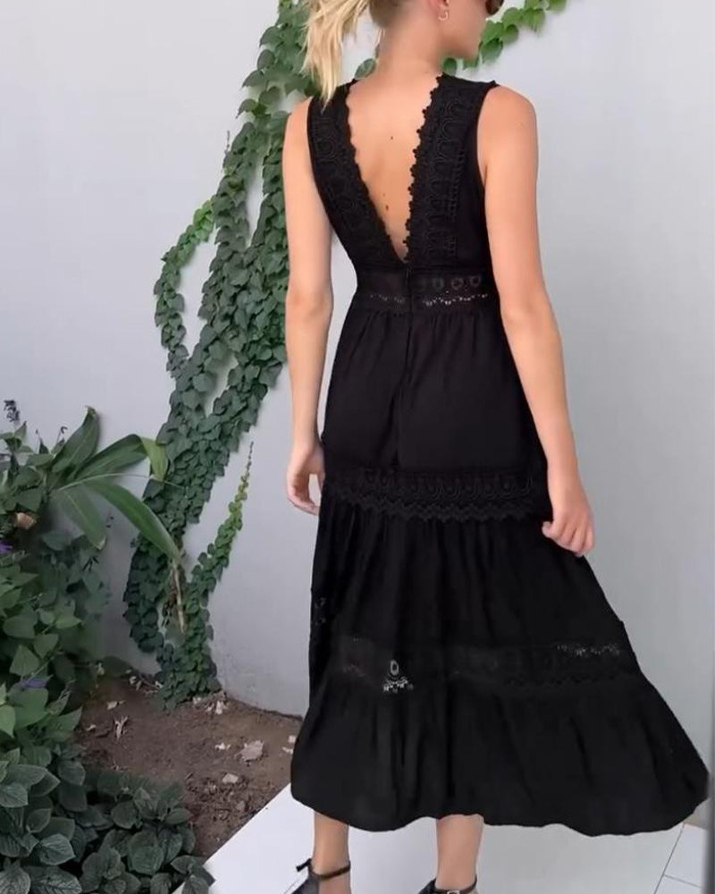 Papakosta - Rochie Elegantă Fără Mâneci Din Dantelă