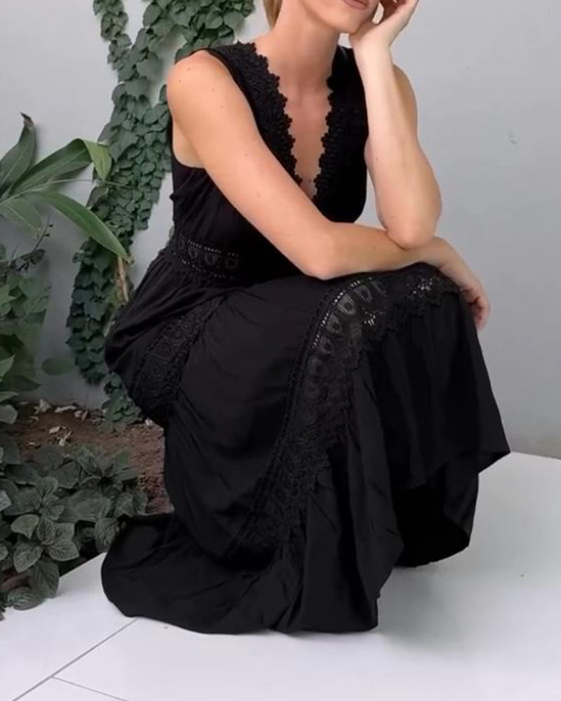 Papakosta - Rochie Elegantă Fără Mâneci Din Dantelă