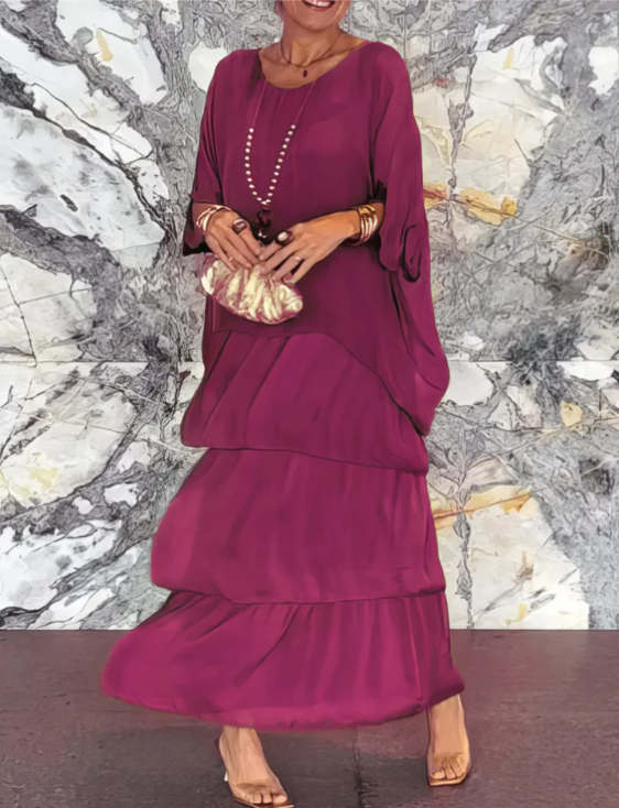 Leona - Laza Kerek Nyakú Maxi Ruha