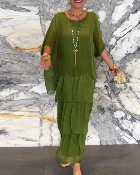 Leona - Laza Kerek Nyakú Maxi Ruha
