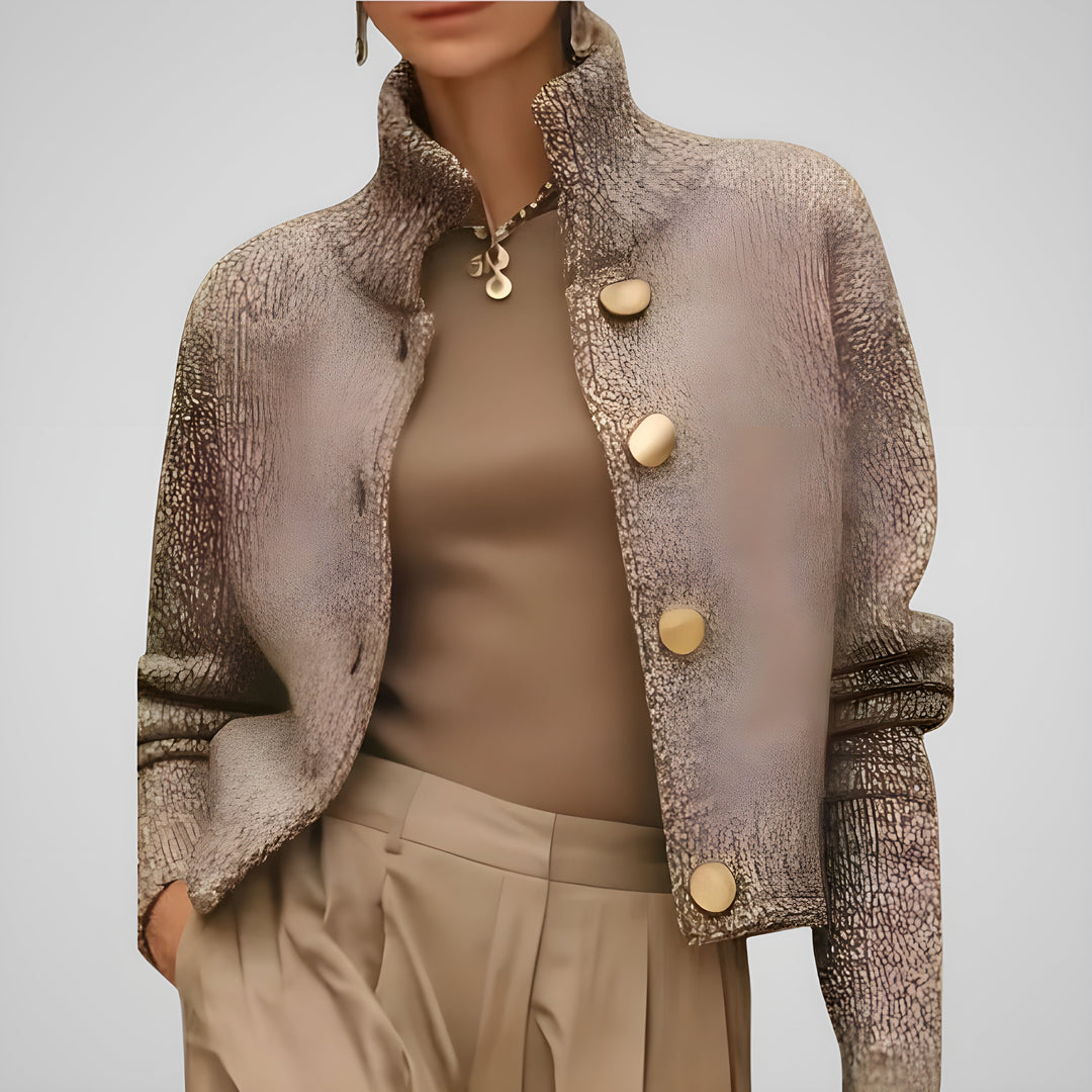 Nayana - Jachetă Elegantă cu Textură și Nasturi Mari