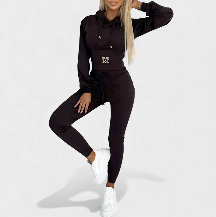 Maayan - Set Casual Format Din Hanorac cu Mâneci Lungi și Pantaloni