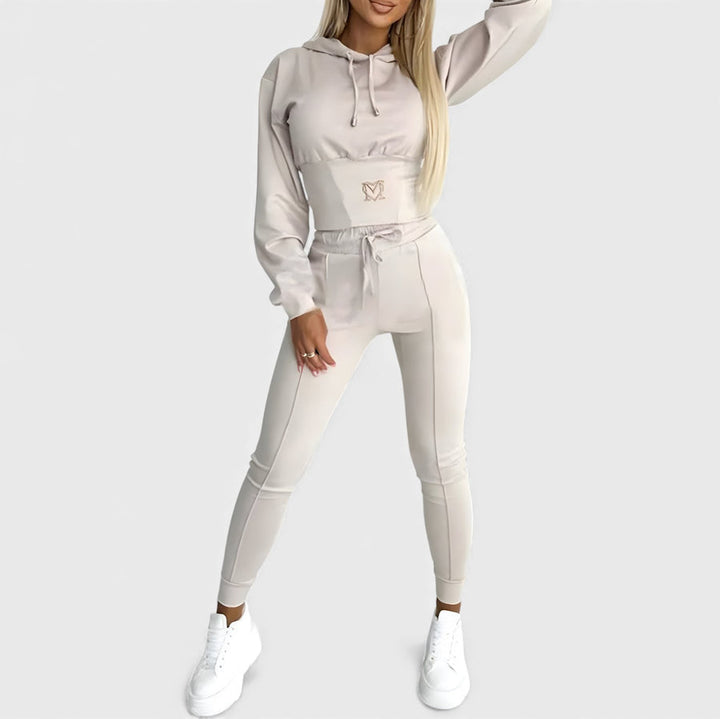 Maayan - Set Casual Format Din Hanorac cu Mâneci Lungi și Pantaloni
